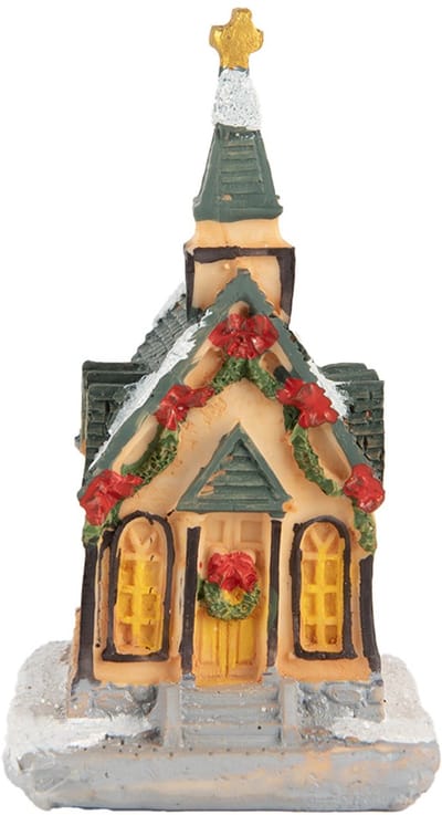 Clayre & Eef Decoratie Huis met LED 5x5x5 cm Oranje Kunststof