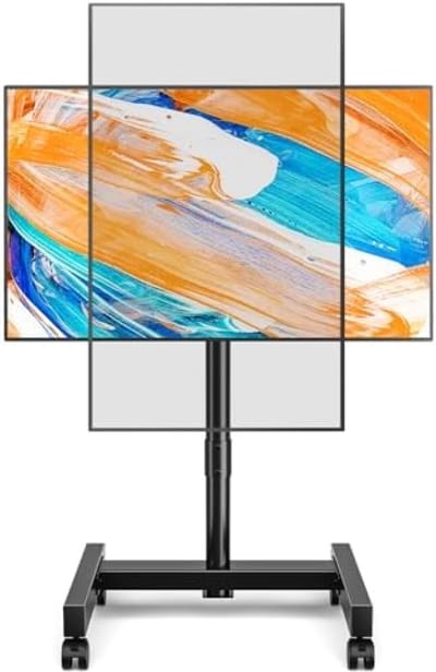PromoHome Mobiele TV Standaard met Wieltjes - Verstelbaar en Universeel Toepasbaar