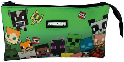Minecraft - Etui - 3 Vakken – Characters – Officiële Licentie – 22 x 14 x 3,5 cm - Characters