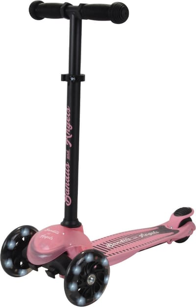 Bandits & Angels Step Little Adventure Pink vanaf 2 jaar voor Meisjes - Roze Kinderstep met Drie Wielen - Kinder Driewieler Step met LED lampjes - Verstelbaar Stuur en Stuurslot - Voetrem