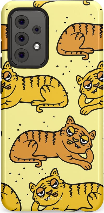 Casetastic hoesje geschikt voor Samsung Galaxy A52 (2021) 5G / Samsung Galaxy A52 (2021) 4G - Dubbellaagse bescherming - Tijger dromen - Fashion Case - Crème Goud Olijfgroen
