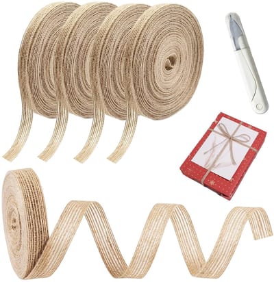 Dailygoods- Jute Lint 5 Rollen - 10m x 6mm - Natuurlijk Knutselmateriaal - Decoratie Lint - Duurzaam - Perfect voor Feestversiering - Decoratielint