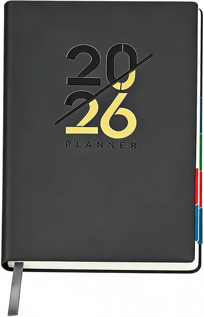SnelShoppen - Weekly Planner 2026 A5 Dagelijkse Planner Zwart met Maandregister, Leesteken, Weekoverzicht en Kalender 324 Pagina's