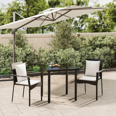vidaXL - 3-delige - Tuinset - met - kussens - poly - rattan - zwart