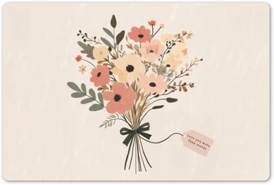 Placemats 45x30 cm - Placemat kunststof - 1 stuk - Bloemen - Quote - Beige - Lint - Borden onderleggers - Decoratie voor op tafel - Keuken tafeldecoratie accessoires - Vinyl onderlegger - Tafelversiering