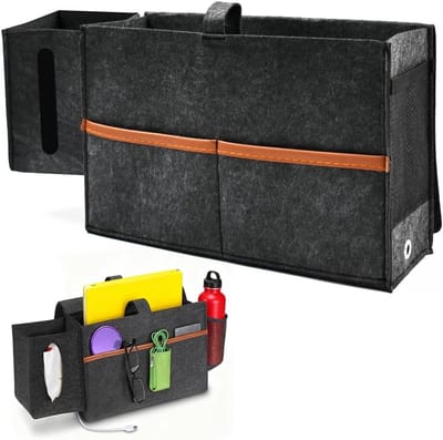 Hanging organizer voor bed en bank, multifunctionele opbergtas van vilt voor boeken, telefoon en accessoires