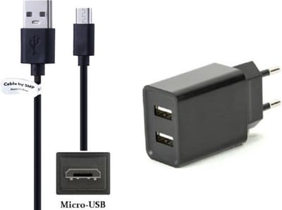 OneOne 2.1A lader met 2 poorten + 0,25m standaard Micro USB kabel. Oplader adapter past op JBL Endurance JUMP / Peak 1 / RUNBT / DIVE / SPRINT /110GA / 300 / 700 / ELITE 150NC / ELITE 750NC / 710GA