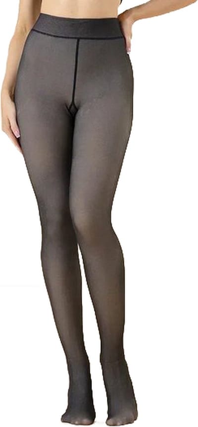 Stevige panty met voetjes - Zwart doorschijnend – Maat M / L - 80 gram