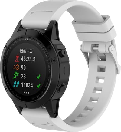 Strap-it Siliconen sport glossy bandje geschikt voor Garmin Fenix 9 (43mm) / 9 Pro (43mm) 8 - 43mm / Fenix 7s (Pro - Solar - Sapphire Solar) / Fenix 6s (Pro - Sapphire) / Fenix 5s (Plus - Sapphire) / Epix Pro (Gen 2) 42mm / Instinct 2s - E - Wit