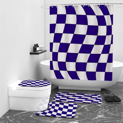 Floraweg Douchegordijn,Shower Curtain,badgordijn,badkamergordijn,Geometrie, raster, golfstreep,-topkwaliteit - digitale printen -Anti Schimmel - Inclusief 12 ringen -met 12 stuks douchegordijnhaken – Waterdicht -Wasbaar- Polyester - 180x200 cm