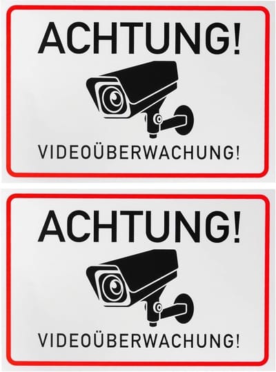 Waarschuwingsstickers Videobewaking - Informatie stickers - Veiligheid thuis - Krasbestendig en weerbestendig - 15 x 10 cm - Wit met tekst