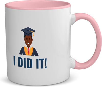 Akyol - i did it! koffiemok - theemok - roze - Geslaagd - iemand die is geslaagd - gelukt - gefeliciteerd - examen - school - diploma gehaald - cadeau - kado - geschenk - gift - 350 ML inhoud