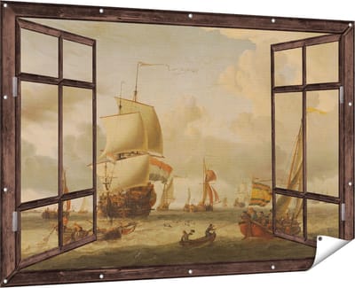 Gards Tuinposter Doorkijk De Rede van Enkhuizen - Abraham Storck - 180x120 cm - Tuindoek - Tuindecoratie - Wanddecoratie buiten - Tuinschilderij