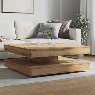 vidaXL - Salontafel - 360 - graden - draaibaar - 90x90x34,5 - cm - artisanaal - eiken