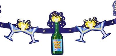 Funny Fashion Happy New Year thema feestslinger/wenslijn - gekleurd - 125 cm - karton