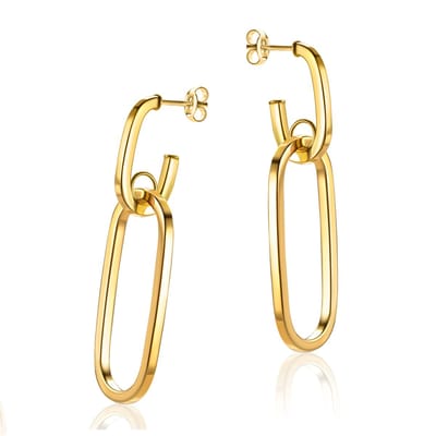 Miore Pure Oorbellen Dames - 9 Karaat - Kleur Geelgoud - Oorhangers - 15.5 mm