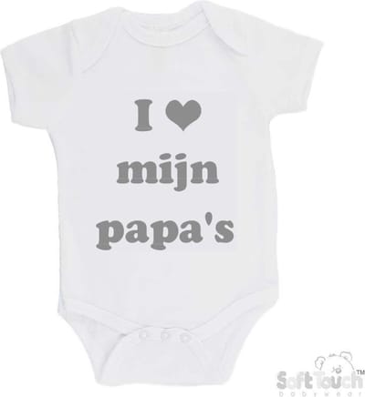 100@ katoenen Romper "I mijn papa's" Unisex Katoen Wit/grijs Maat 62/68