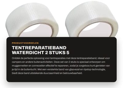 Dailygoods- Tentreparatieband Waterdicht - Reparatietape Zonnezeil - Versterkte Band - 2 Stuks - 5 cm x 8 m - Scheur- en Perforatiebestendig
