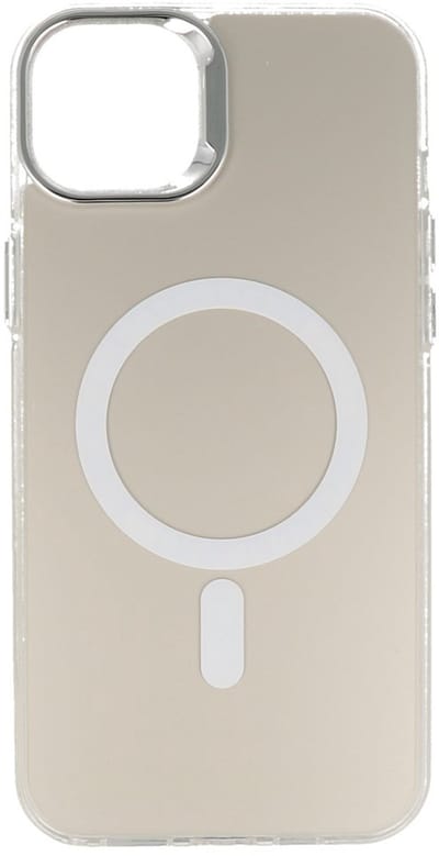Magsafe Hoesje Geschikt voor de iPhone 13 - Magnetic Fashion Backcover Telefoonhoesje - Wit / Zilver