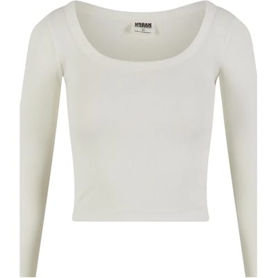Urban Classics Biologische geribde jerseytop Shirt met lange mouwen gebroken wit M Dames