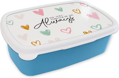 Broodtrommel Blauw - Lunchbox - Brooddoos - Quotes - Spreuken - You will forever be my always - Relatie - 18x12x6 cm - Kinderen - Jongen