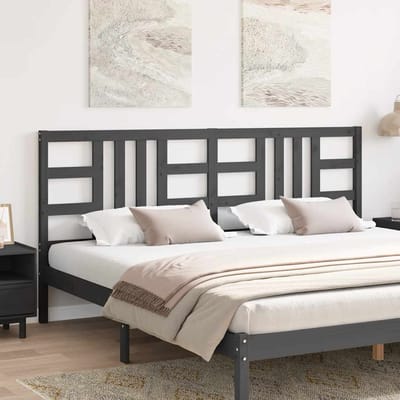 vidaXL - Hoofdbord - 206x4x100 - cm - massief - grenenhout - grijs
