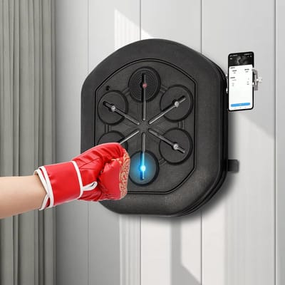 Muziek Boksmachine - Wanddoel Boksen - Stress Verlichten - Met Bluetooth Sensor - 44.5 x 40 cm - Zwart Rood