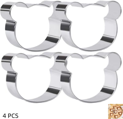 4 stuks - Koekjesvormen in de vorm van een teddybeer - Berenkoekjesvorm - Roestvrijstalen materiaal - voor chocolade, snoep, gelei en cake - 6×5cm - zilver