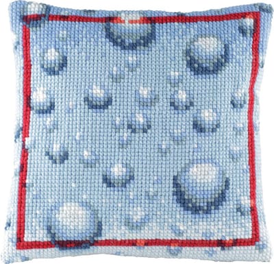 Pako borduurpakket kruissteek kussen - water druppels - geprint stramien - 003.273 - DIY kit