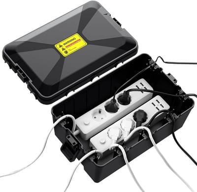 Grote waterdichte kabelbox voor buiten - IP54, weerbestendig, geschikt voor meervoudige stopcontacten