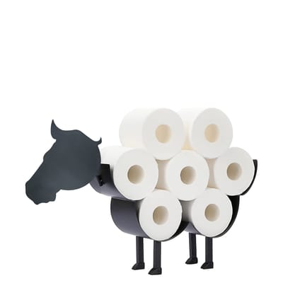 Sanics® Reserverolhouder Paard – Vrijstaand & Ophangbaar – WC Papier houder – Toiletrolhouder Zwart – WC Rolhouder staand 7 Rollen