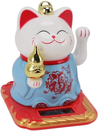 Dailygoods- Gelukskat Levendig - Zwaaiende Arm - Milieuvriendelijk - Chinese Kat - Decoratie - Voor Home/Office - Gelukskatbeeld