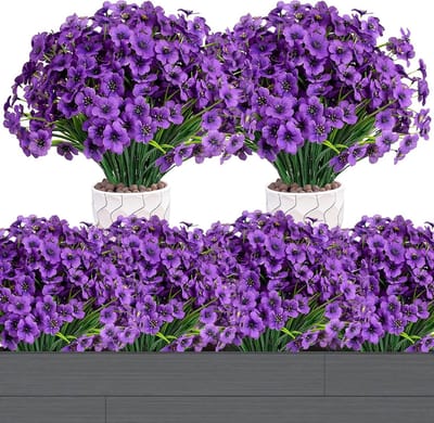 SnelShoppen - 12 Bundels Kunstmatige Balkonplanten - Paarse Zijden Bloemen - Weerbestendige Balkonbloemen - Kunstplanten voor Binnen en Buiten - Decor