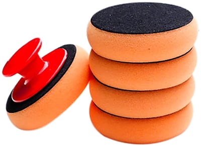 Polijstschuimset voor Auto - 5 Stuks Polijstpads van 100mm voor Polijsten en Waxen van Auto's - Oranje Kleur