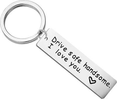 Fako Bijoux - Sleutelhanger Drive Safe Handsome. I Love You - Sleutelring Tekst - Cadeau - Geschenk - Zilverkleurig