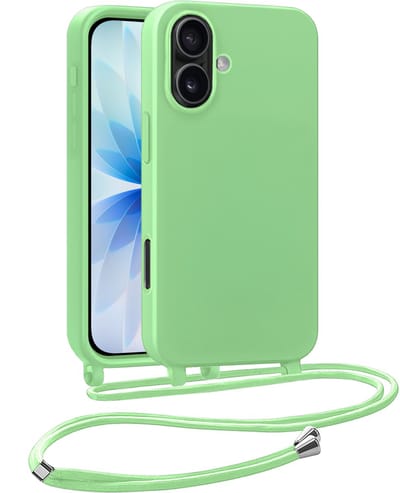 Hoesje Geschikt voor iPhone 17 Hoesje Siliconen Case Met Koord - Hoes Geschikt voor iPhone 17 Hoesje Backcover Met Telefoonkoord - Telefoonhoes - Groen