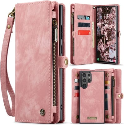 CaseMe Hoesje - Geschikt voor Samsung Galaxy S25 Ultra Hoesje - CaseMe 008 2-in-1 Book Case & Back Cover met Portemonnee - Roze
