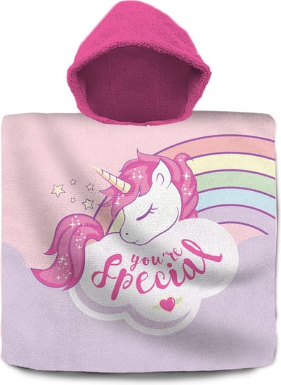 Eenhoorn/Unicorn bad cape/poncho - 60 x 60 cm - katoen - voor kinderen