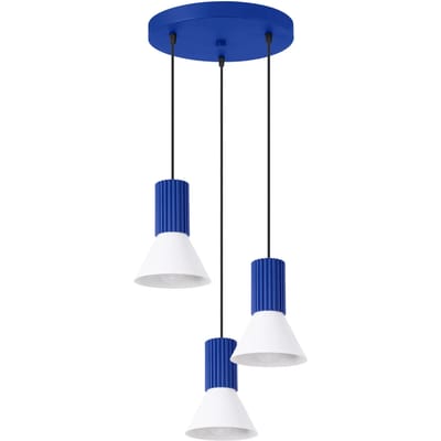 Sollux Lighting Hanglamp Estria - E14 - wit/ultramarijn - staal/aluminium - 30x30x120cm