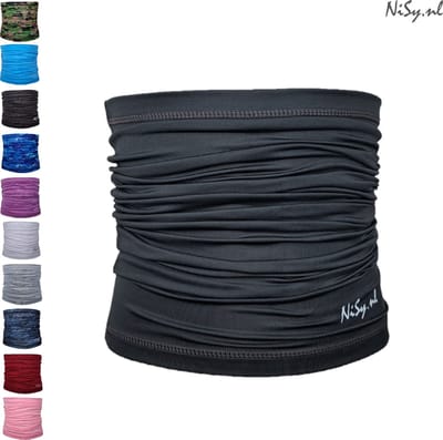 NiSy.nl Multifunctionele Nekwarmer | Sjaal | Bandana | Sporten | Unisex | One Size | Donker Grijs