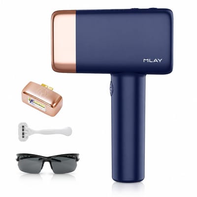 MLAY® IPL Ontharingsapparaat met Ice Cooling Technologie – Laser Ontharing Thuis - 96.39% haarreductie binnen 4 tot 8 weken – 500.000 Flitsen – Huidsensor – 3 Verschillende opzetstukken – Voor Dames & Heren
