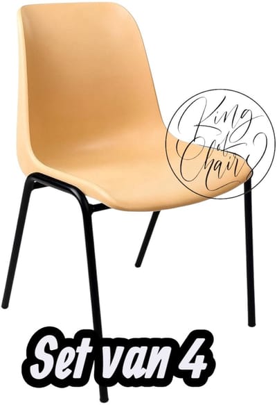 Kantinestoel Helene Beige -set van 4- zwart onderstel kantinestoel stapelstoel kuipstoel vergaderstoel tuinstoel kantine stoel stapel stoel tuin stoel kantinestoelen stapelstoelen kuipstoelen arenastoel schoolstoel bezoekersstoel Everardo