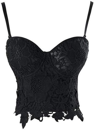 Gothic Bloemen Kant Bustier Crop Top met Corset Pasvorm