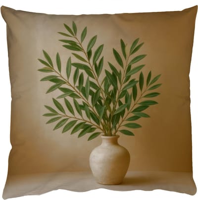 Sierkussens - Kussentjes Woonkamer - 50x50 cm - Vaas - Olijftakken - Bladeren - Beige