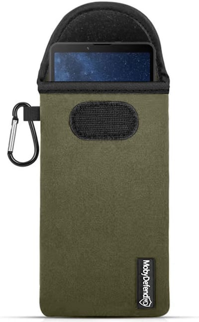 MobyDefend Hoesje - Geschikt voor Sony Xperia 10 V - Neopreen Pouch Met Karabijnhaak - Insteek - Riemlus - Groen