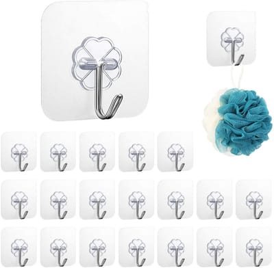 ONF3 - Zelfklevende Wandhaken - Transparante Haakjes - Voor Keuken en Badkamer - 20 Stuks - Haken - Perfect voor Organisatie - Geschikt voor Kan...