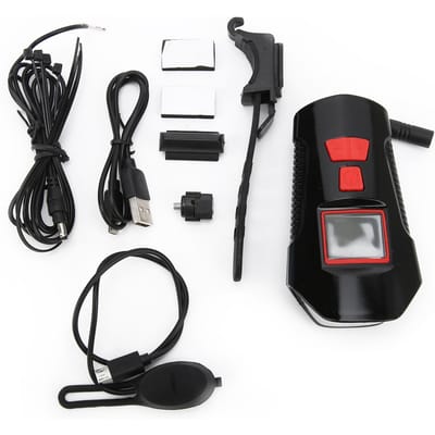 Ordinateur de vélo de montagne avec phare USB rechargeable Compteur de vitesse de vélo avec phare black