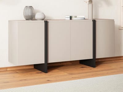 Vente-unique Buffetkast met 4 deuren van mdf - Beige en zwart - LUVONIA