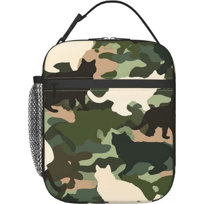 Kat Camouflage Geïsoleerde Lunchtas voor Vrouwen Kinderen Lekkend Bewijs Voedseldozen Thermische Lunchbox Tote One Size