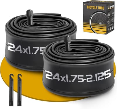2x Fiets Binnenband 24 Inch met Schrader Ventiel AV32 mm inclusief Bandenlichters